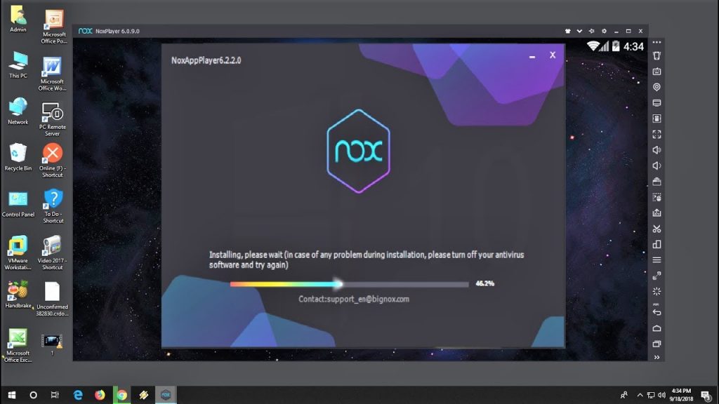Always update the NOX emulator to the latest version