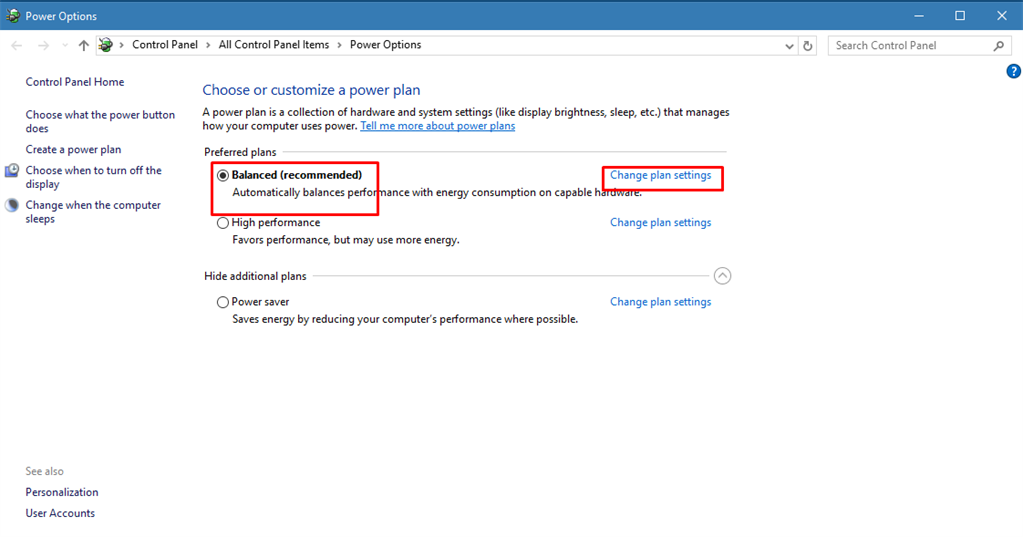 Change to Energy Saver from Settings
