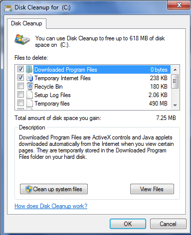 Disk cleanup up