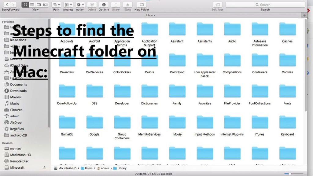 Steps to find the Minecraft folder on Mac